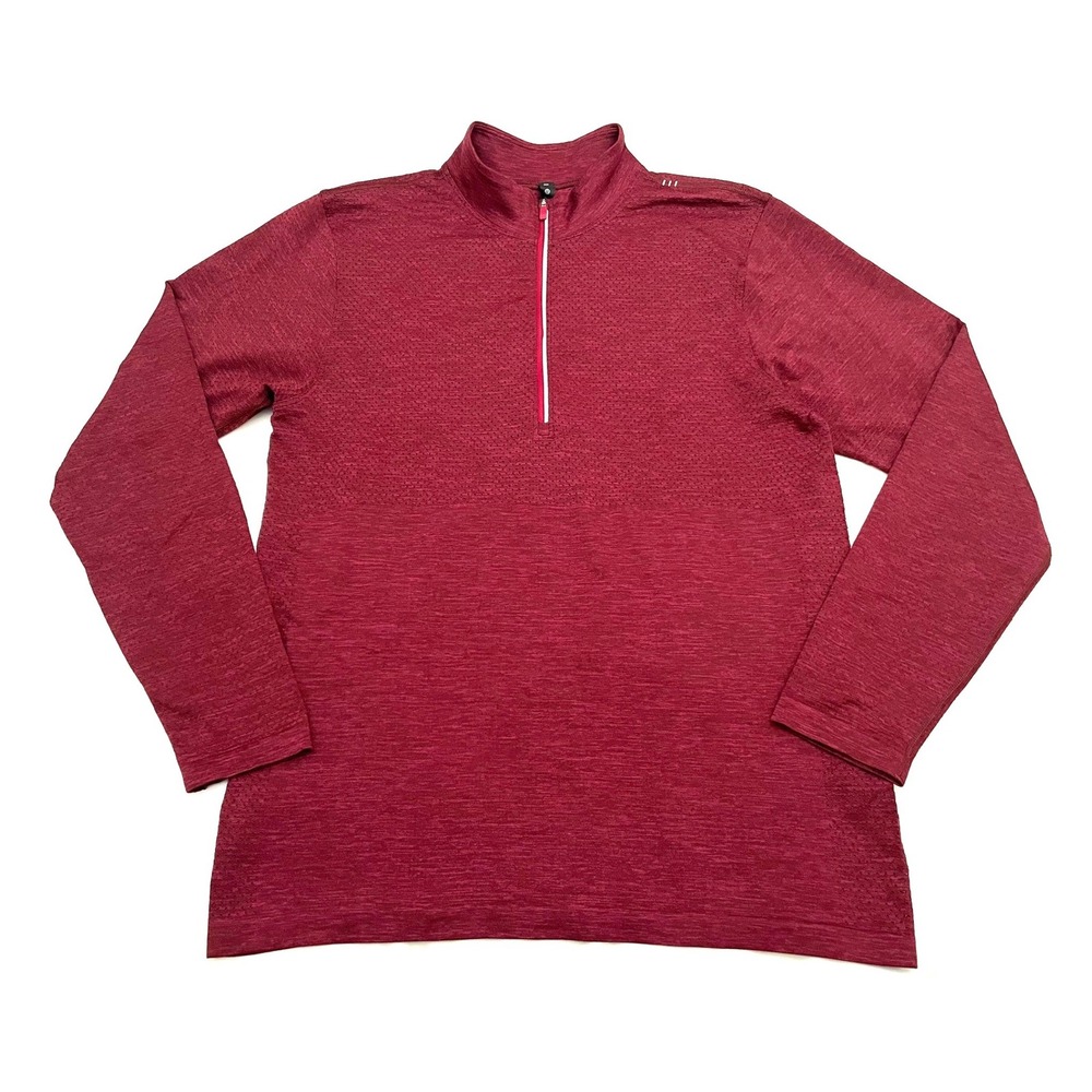 Lululemon Metal Vent Tech 1/2 Zip 2.0 Mens L Red Heathered Pullover LM3DGCS
